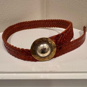 MOROCCAN Leather & Brass Belt (Sz S)
